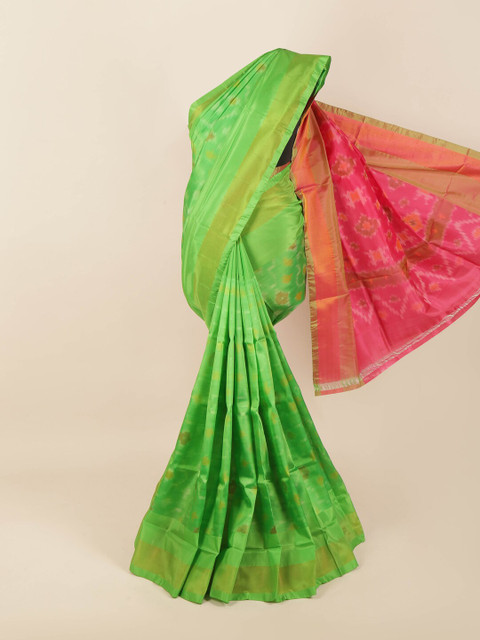 

Pothys Green & Pink Floral Zari Art Silk Saree