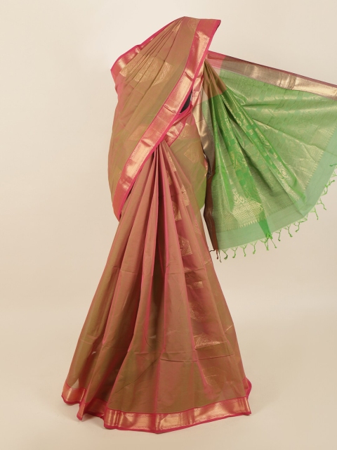 

Pothys Mauve & Green Ethnic Motifs Zari Saree