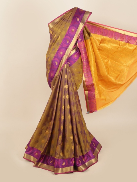 

Pothys Olive Green & Purple Ethnic Motifs Zari Art Silk Saree