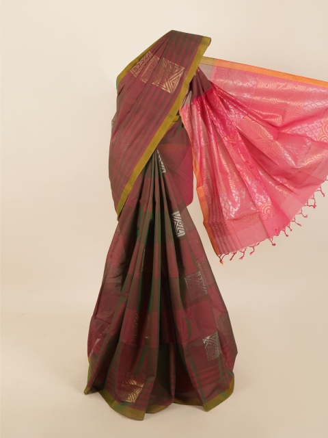 

Pothys Maroon & Gold-Toned Ethnic Motifs Zari Saree