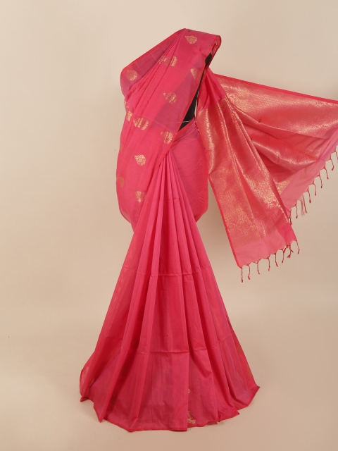 

Pothys Pink & Gold-Toned Woven Design Art Silk Saree