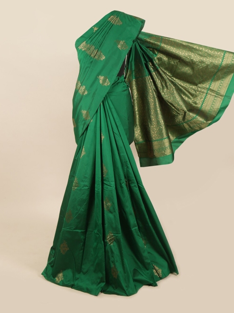 

Pothys Green & Gold-Toned Floral Zari Art Silk Saree