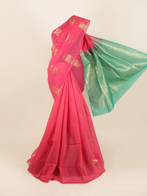 

Pothys Pink & Green Woven Design Silk Cotton Saree