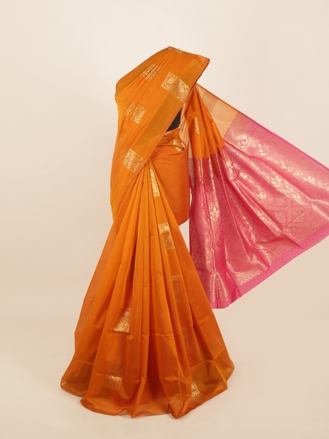 

Pothys Mustard & Pink Ethnic Motifs Silk Cotton Saree