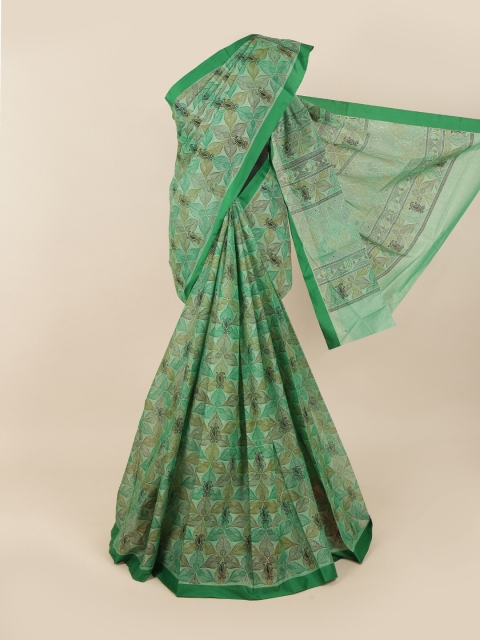

Pothys Green & Tan Floral Saree