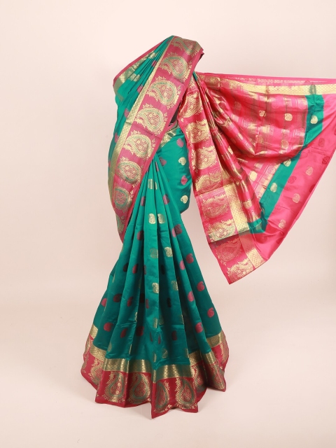 

Pothys Green & Pink Paisley Zari Saree