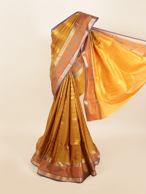 

Pothys Gold-Toned & Purple Ethnic Motifs Zari Art Silk Saree