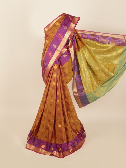 

Pothys Gold-Toned & Purple Woven Design Zari Art Silk Saree