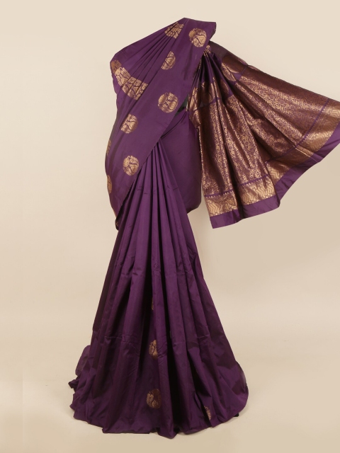 

Pothys Purple & Gold-Toned Paisley Art Silk Saree