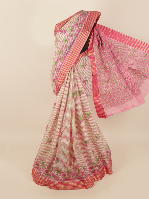 

Pothys Beige & Green Floral Printed Saree