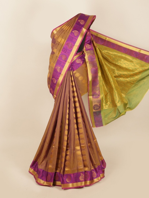 

Pothys Violet & Gold-Toned Ethnic Motifs Zari Art Silk Saree