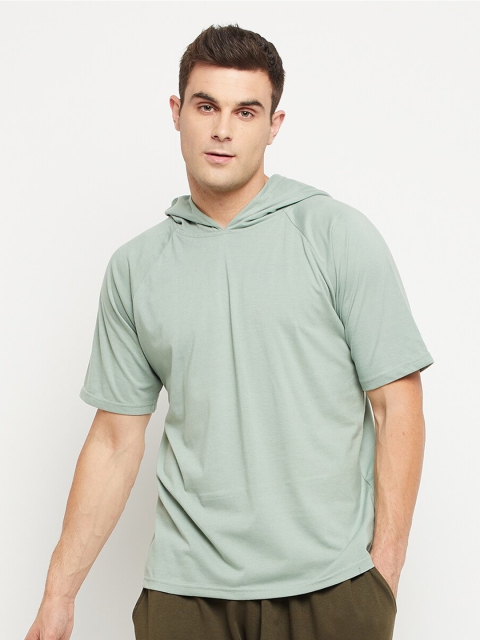 

FUGAZEE Men Green Pure Cotton Hooded T-shirt