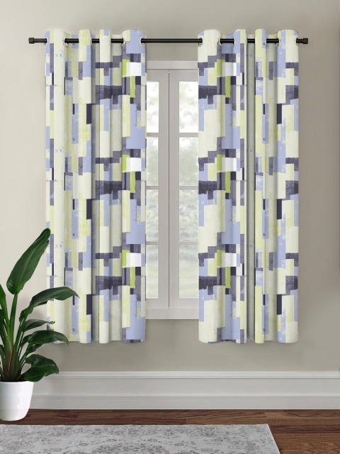 

HOUZZCODE Grey & Green Room Darkening Window Curtain