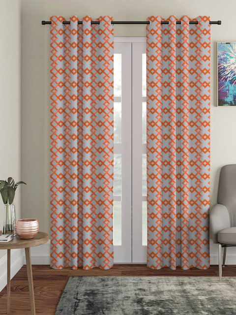 

HOUZZCODE Grey Single Abstract Printed Blackout Door Curtains