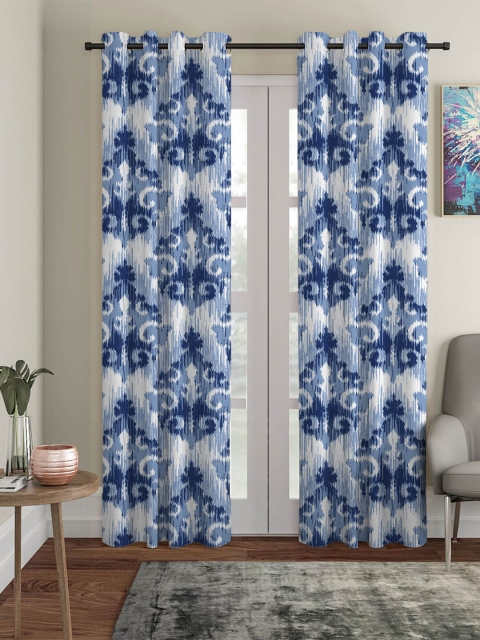 

HOUZZCODE Blue & White Ethnic Motifs Black Out Door Curtain