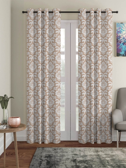 

HOUZZCODE Tan & White Ethnic Motifs Black Out Long Door Curtain