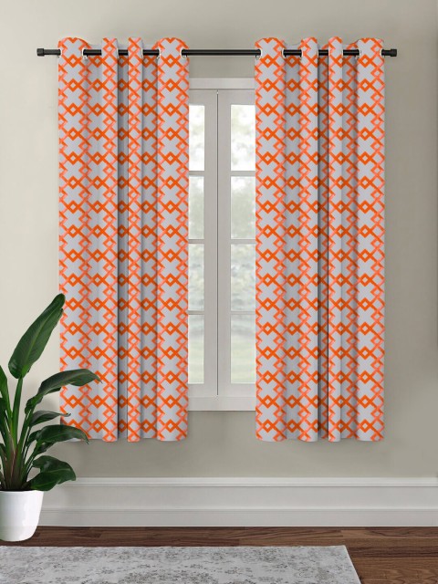 

HOUZZCODE Grey Single Abstract Printed Blackout Window Curtains