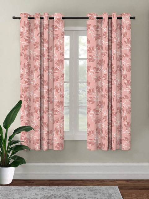 

HOUZZCODE Pink Floral Black Out Window Curtain