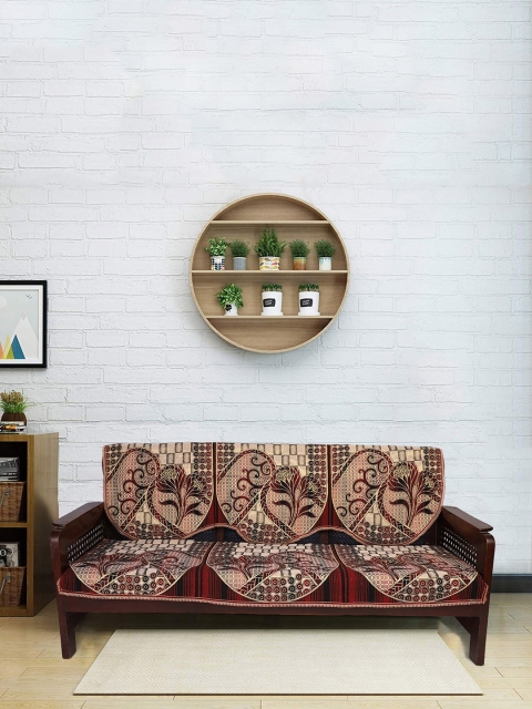 

RUGSMITH Set Of 5 Beige & Brown Self Design Sofa Covers