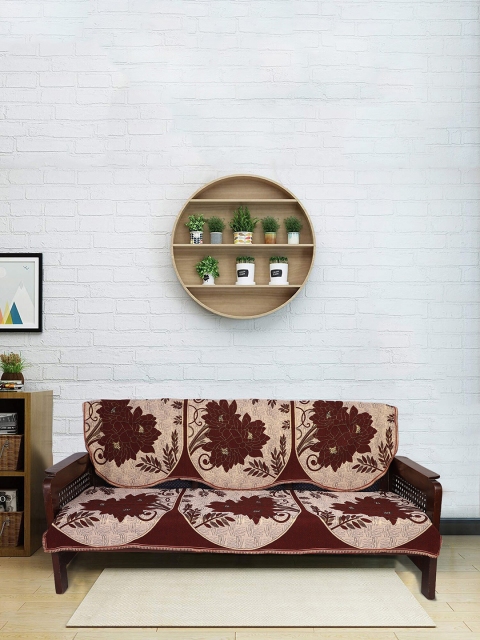 

RUGSMITH Maroon & Beige Self Design 5 Seater Sofa Covers