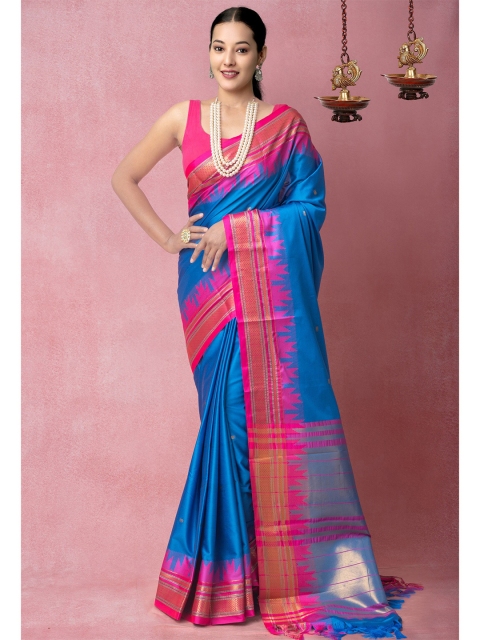 

Unnati Silks Women Blue Banarasi Silk Saree