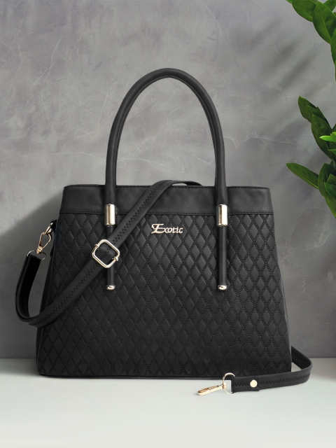 

Exotic Black PU Structured Handheld Bag with Quilted