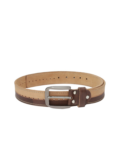 

WildHorn Men Brown & Beige Colourblocked Genuine Leather Belt