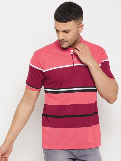 

Parcel Yard Men Red Striped V-Neck Outdoor T-shirt