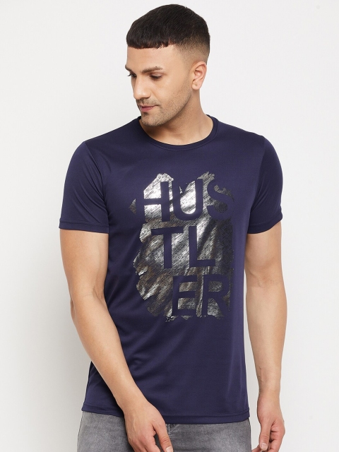 

Parcel Yard Men Navy Blue Typography Printed T-shirt