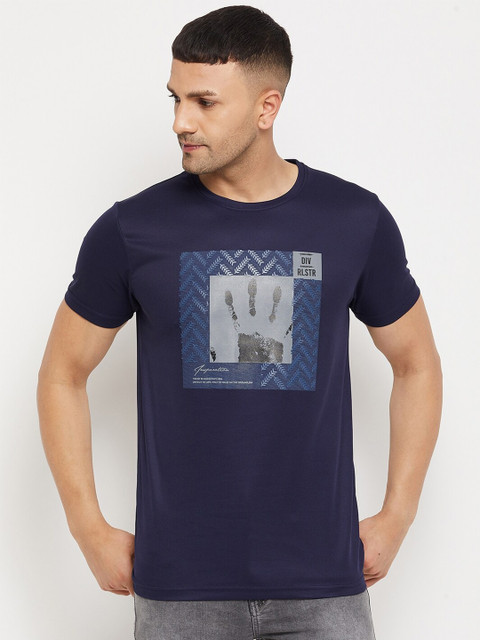

Parcel Yard Men Navy Blue Printed T-shirt