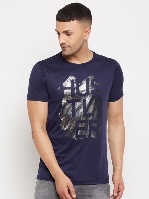

Parcel Yard Men Navy Blue Typography Printed T-shirt