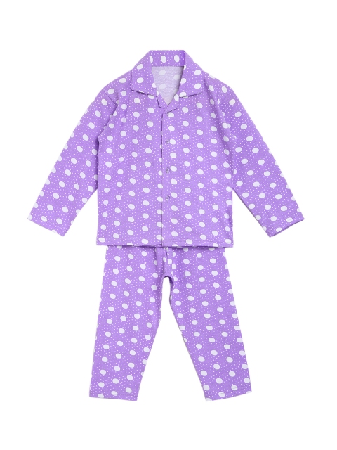 

ADIVA Girls Purple Printed Night suit