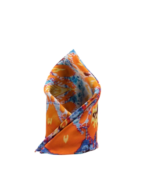 

The Tie Hub Men Orange & Blue Printed Pocket Square