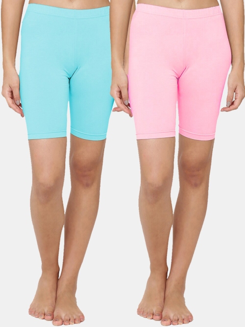 

Leading Lady Women Pack of 2 High-Rise Pure Cotton Lounge Shorts, Pink