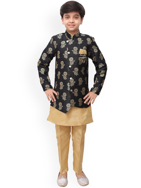 

ahhaaaa Men Boys Black Ethnic Sherwani