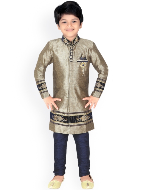 

Ahhaaaa Navy Blue & Gold-Coloured Ethnic Sherwani
