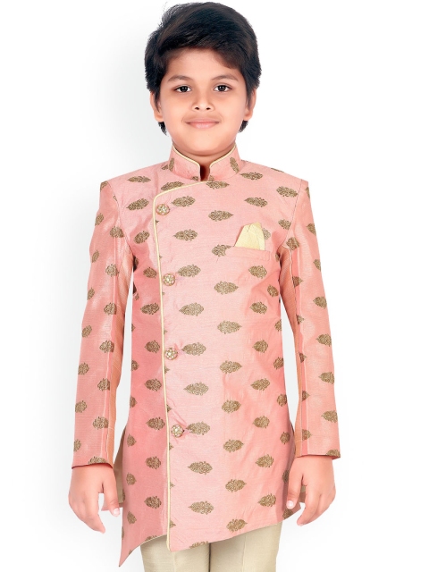 

ahhaaaa Kids Pink Ethnic Motifs Printed Sherwani Set