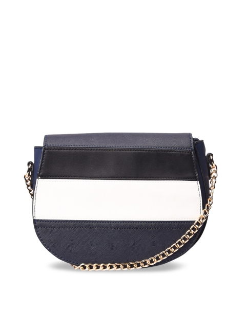 

Pavers England Navy Blue Colourblocked PU Half Moon Sling Bag