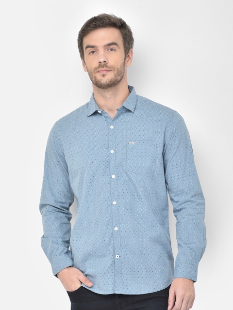 

Canary London Men Blue Smart Slim Fit Micro Ditsy Printed Cotton Casual Shirt