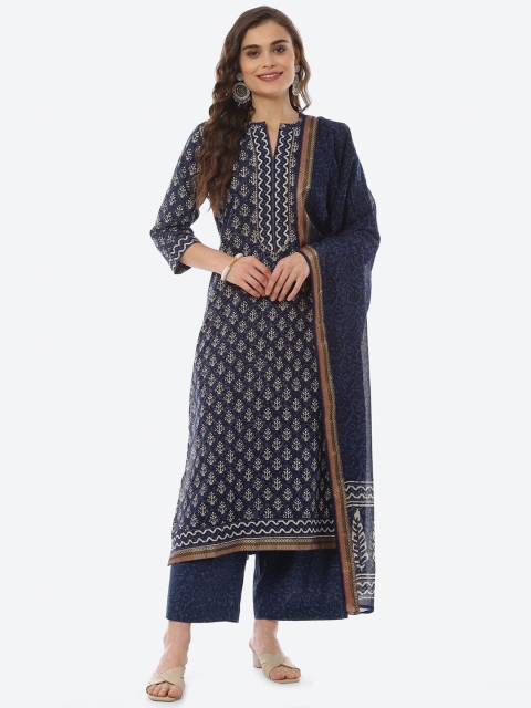 

Biba Blue & White Printed Pure Cotton Unstitched Dress Material