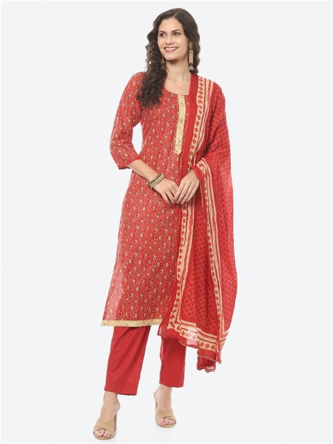 

Biba Women Red Cotton Dress Material