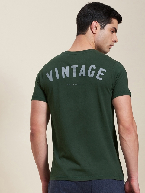 

MASCLN SASSAFRAS Men Olive Green Typography Printed Cotton T-shirt