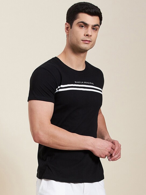 

MASCLN SASSAFRAS Men Black Printed Slim Fit T-shirt