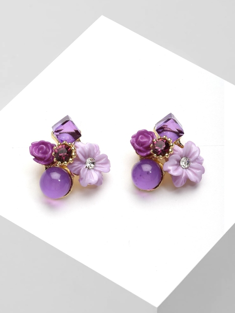 

AVANT-GARDE PARIS Purple Floral Handcrafted Studs Earrings