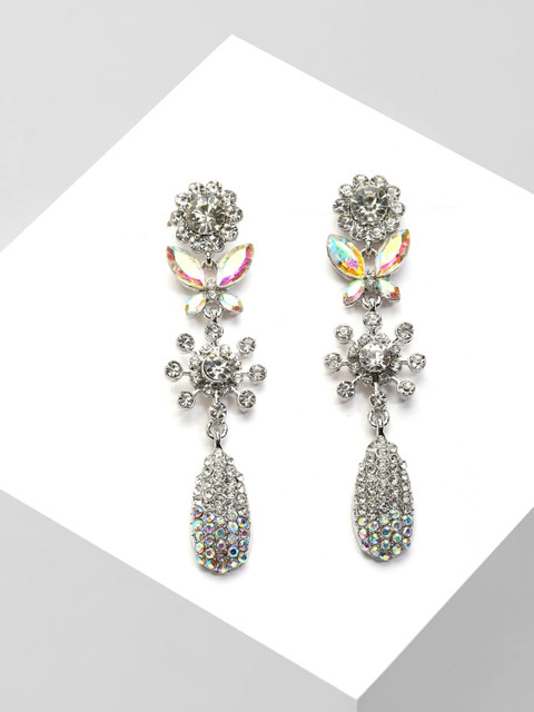 

AVANT-GARDE PARIS Silver-Toned Contemporary Drop Earrings