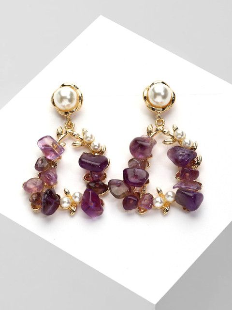

AVANT-GARDE PARIS Purple & White Contemporary Drop Earrings