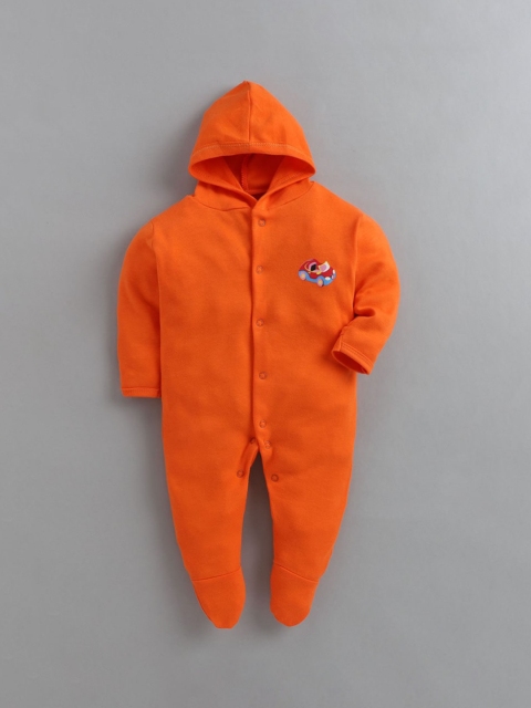 

The Magic Wand Infants Orange Solid Cotton Sleepsuit