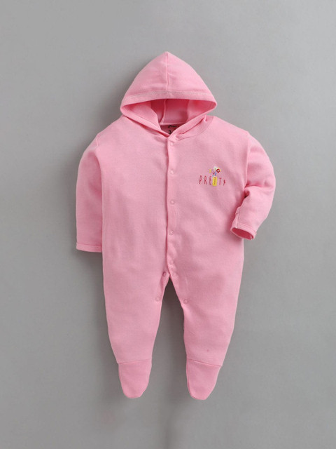 

The Magic Wand Infant Kids Pink Solid Cotton Sleepsuit
