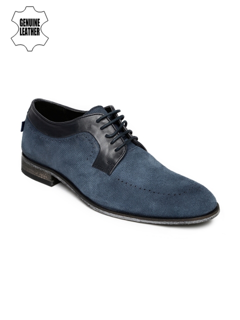 

Arrow Men Navy Textured Genuine Leather Derbys, Navy blue