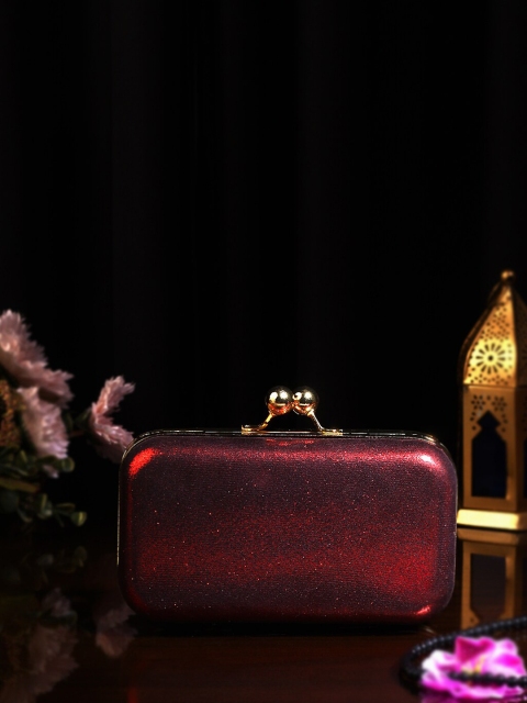 

TRINK Maroon & Gold-Toned Embellished Box Clutch